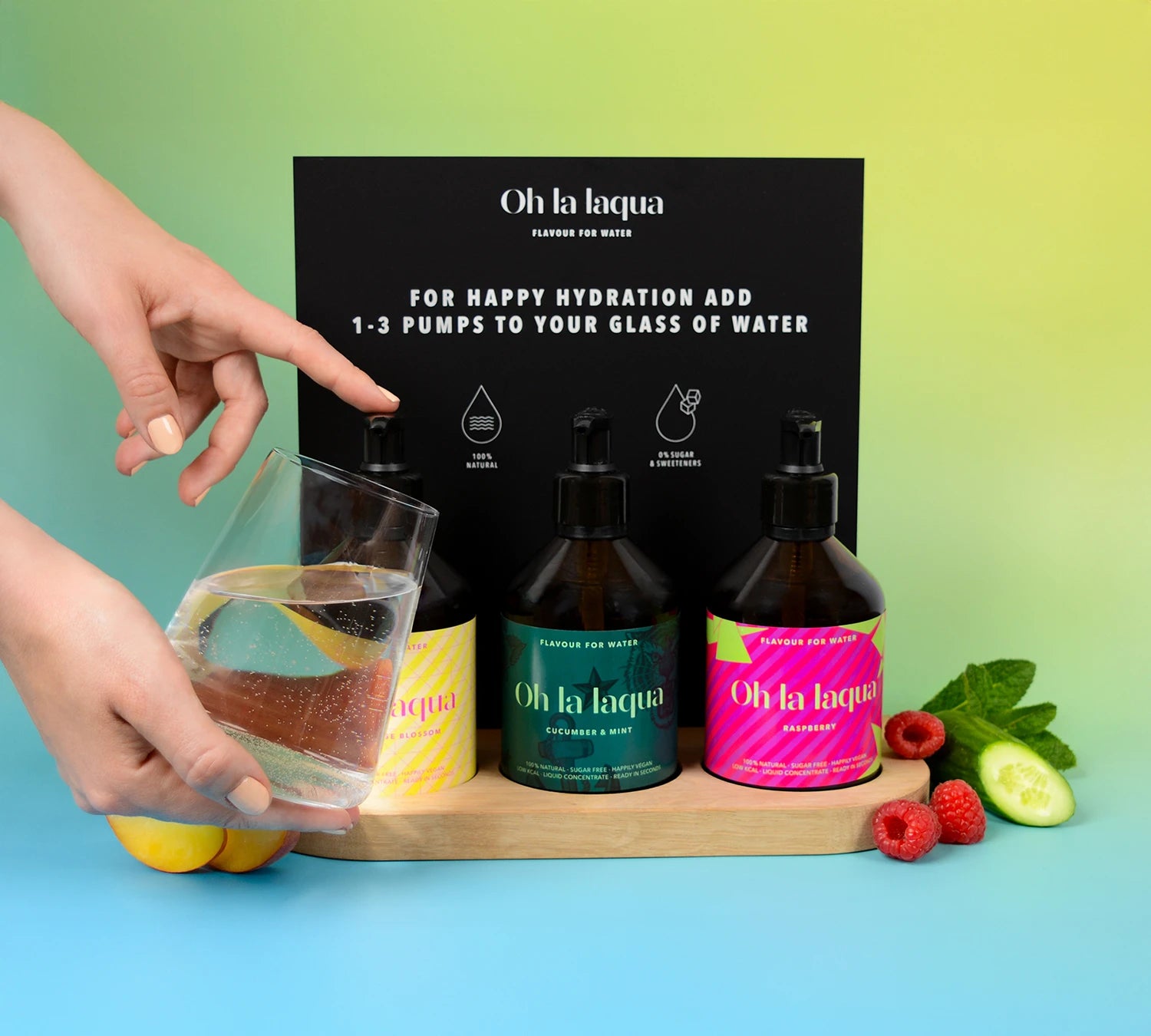 3 zuckerfreie Flavours für Wasser mit Geschmack: OH LA LAQUA Flavour Bar