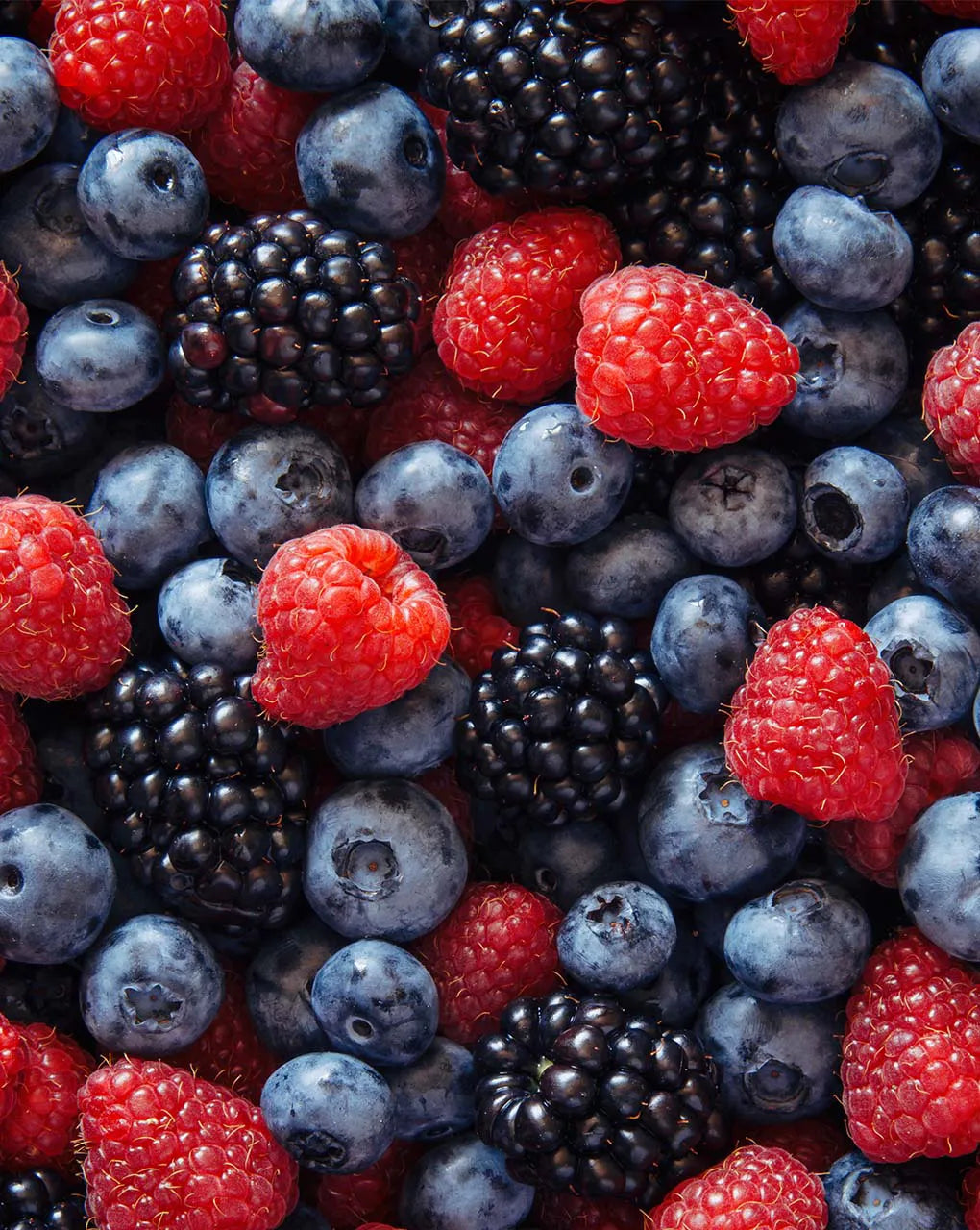Berries, such as raspberries, blueberries, blackberries