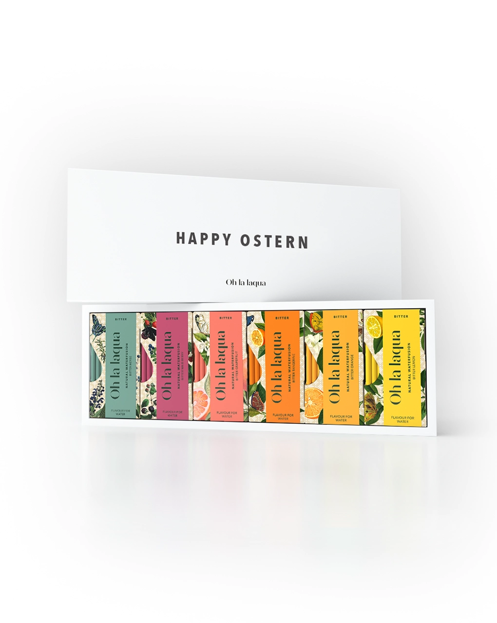 Happy Easter" gift box filled with 6 Bitter Flavors for Water