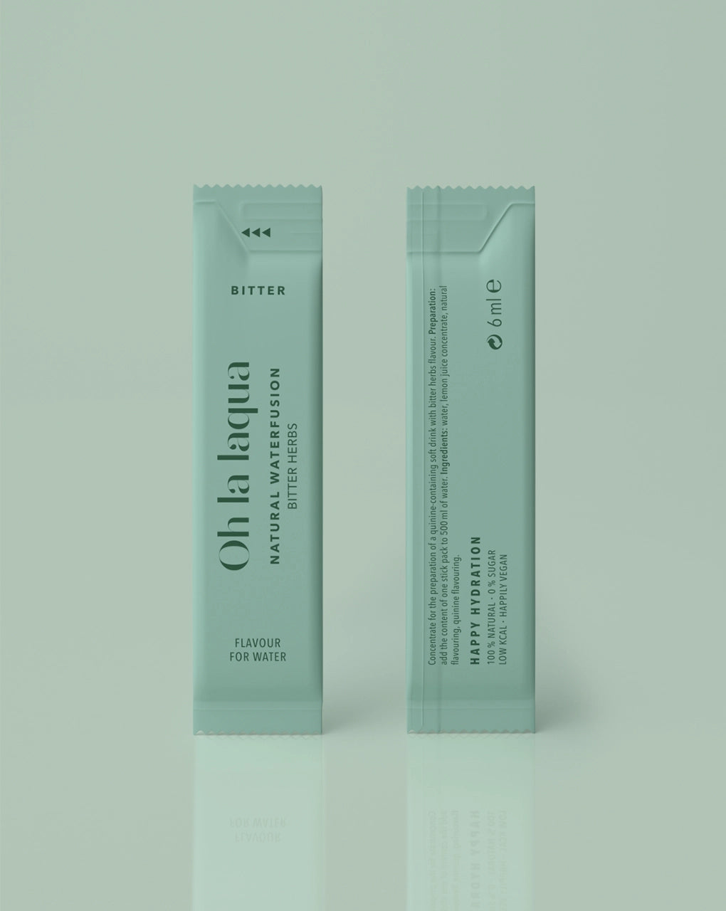 Liquid flavor from OH LA LAQUA in stick packs, Bitter Herbs variety