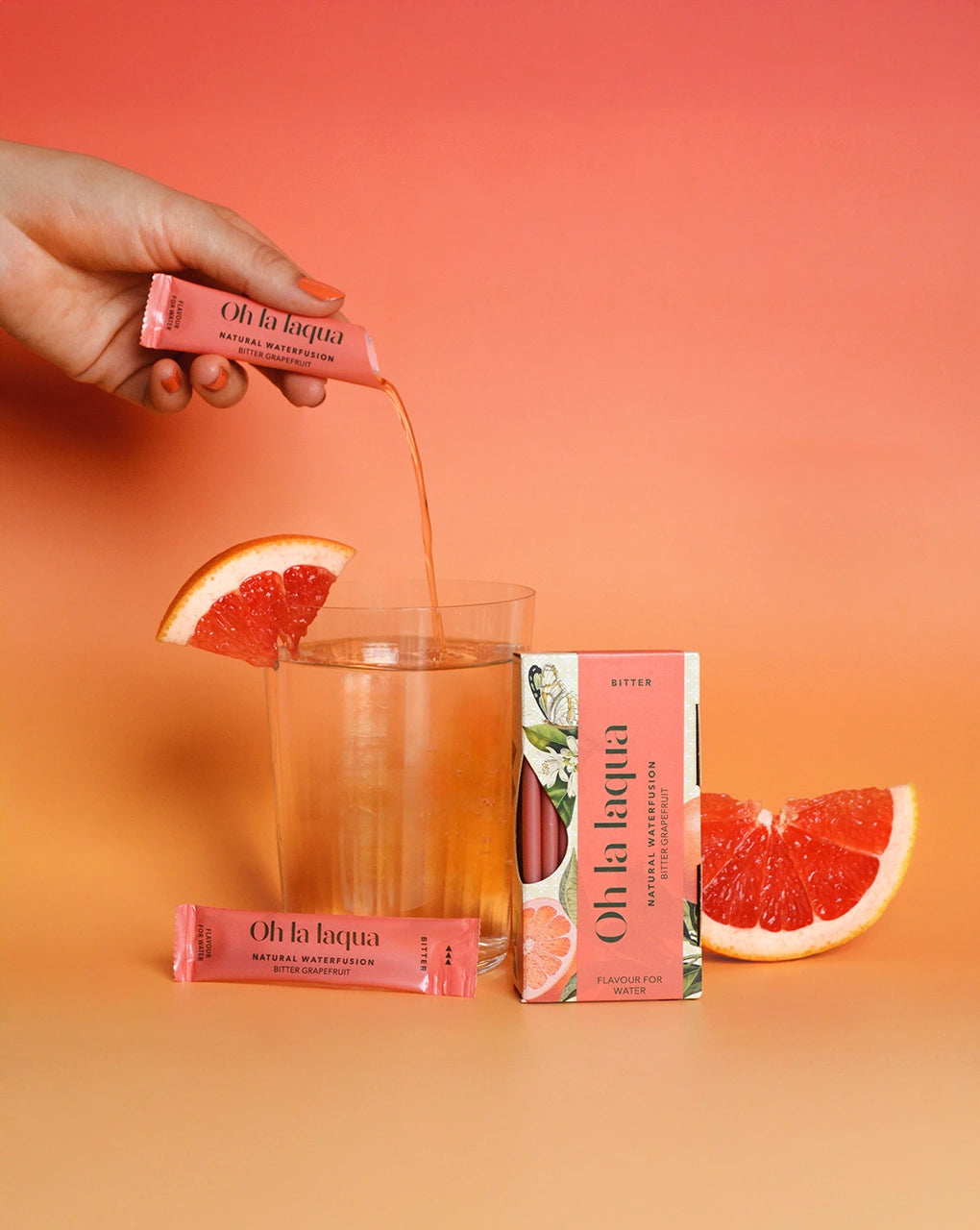 Flavored water: OH LA LAQUA Bitter Grapefruit (application)