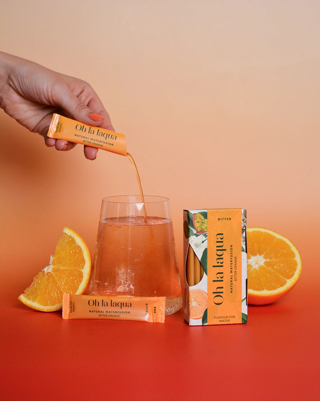 Wasser mit Geschmack: OH LA LAQUA Bitter Orange (Anwendung)