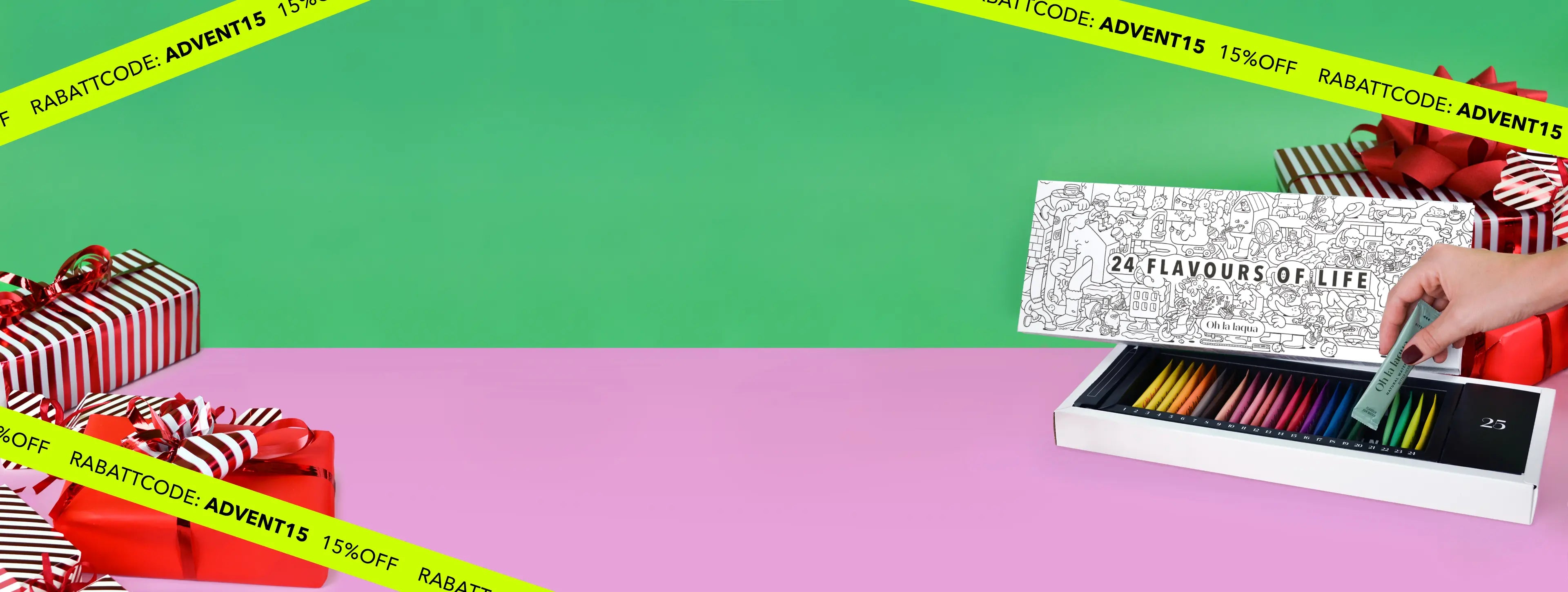 15 % Rabatt auf unseren Adentskalender zum Trinken: Vegan, zuckerfrei und garantiert ohne Süßigkeiten