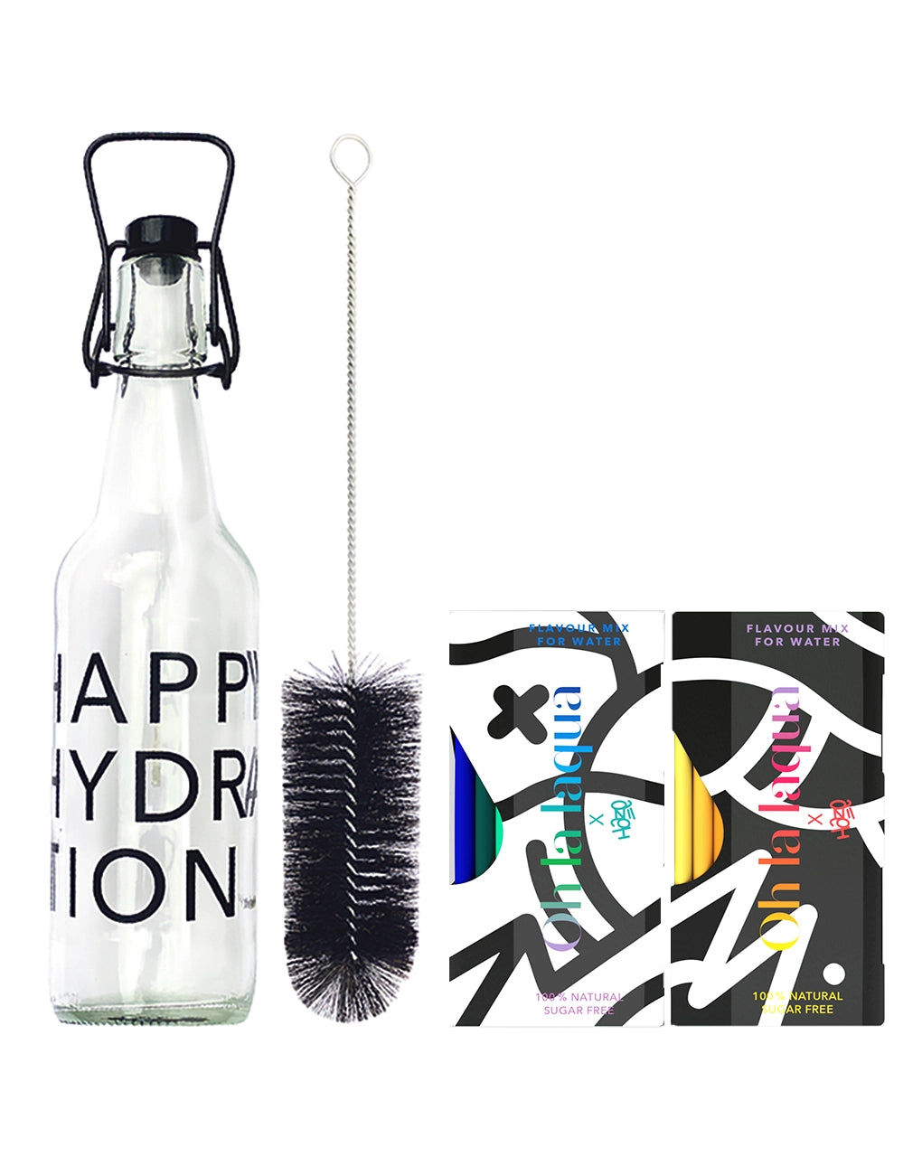 OH LA LAQUA starter set: 20 different flavors for water + drinking bottle