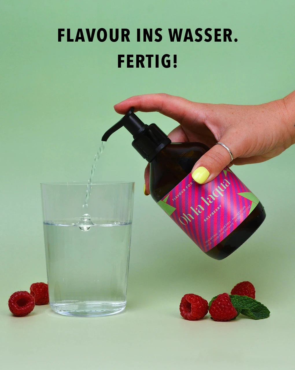 Pumpspender für Wasser mit Geschmack ohne Zucker – OH LA LAQUA Himbeere