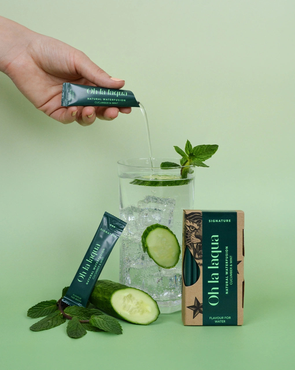 Wasser mit Geschmack: OH LA LAQUA Gurke &amp; Minze (Anwendung)