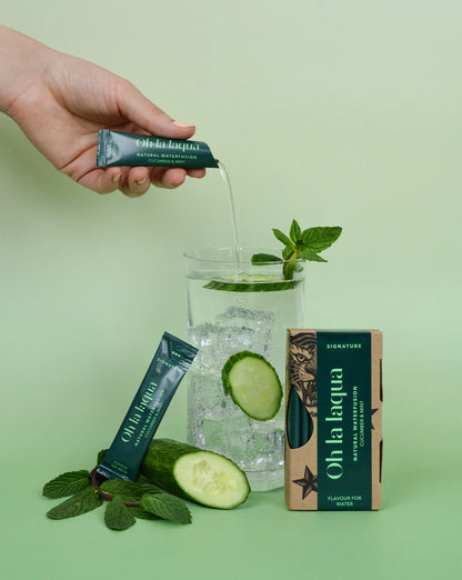 Wasser mit Geschmack: OH LA LAQUA Gurke &amp; Minze (Anwendung)