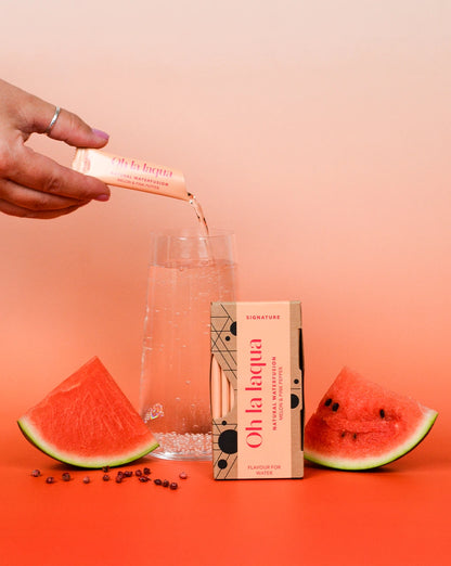 Wasser mit Geschmack: OH LA LAQUA Melone &amp; Rosa Pfeffer (Anwendung)