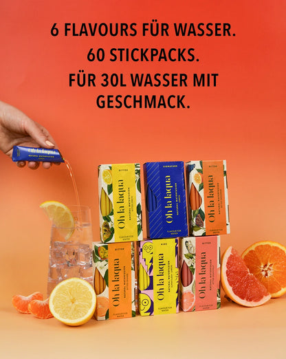 6 lemony flavors for water without sugar - OH LA LAQUA Citrus Amore